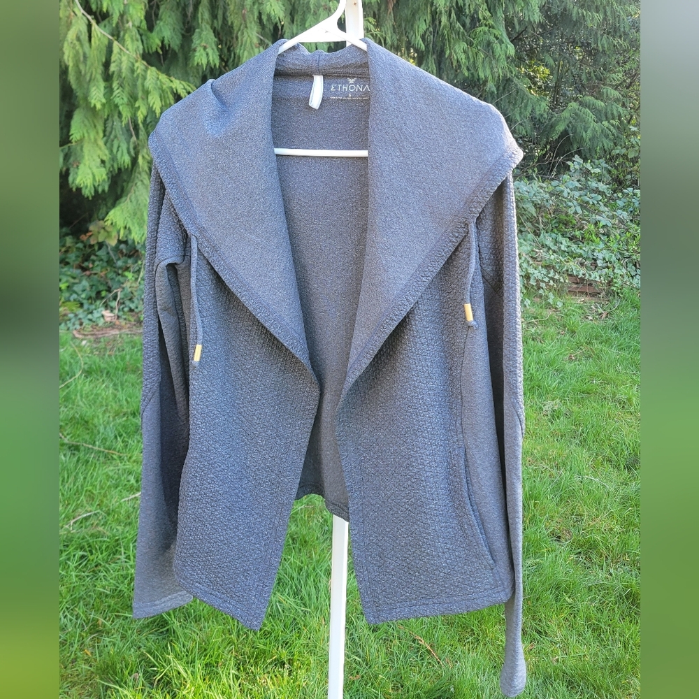 Ethona Gray Textured Open Front Cardigan Jacket